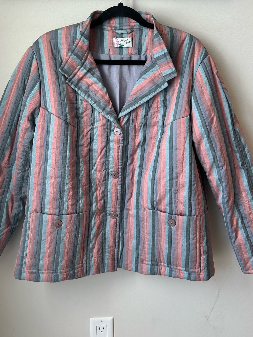 Handmade Striped Quilted Jacket Boho Art Wear Eclectic Dopamine Dressing